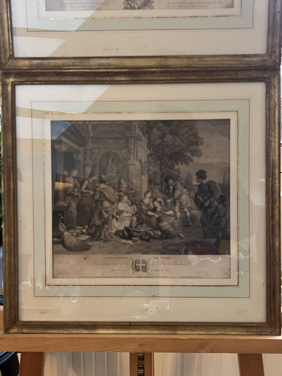 Pair Of 18th Century Prints In Sepia Wash After Teniers & Dietrich-photo-3