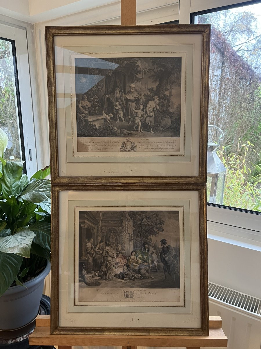 Pair Of 18th Century Prints In Sepia Wash After Teniers & Dietrich-photo-6