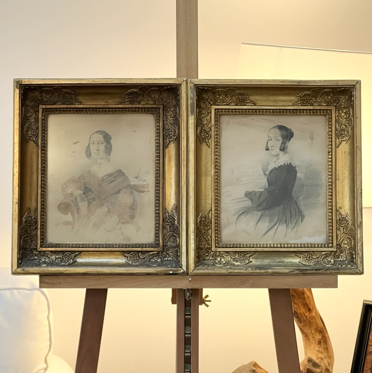 French School, 19th Century – Pair Of Portraits Of Young Women, Dated 1840