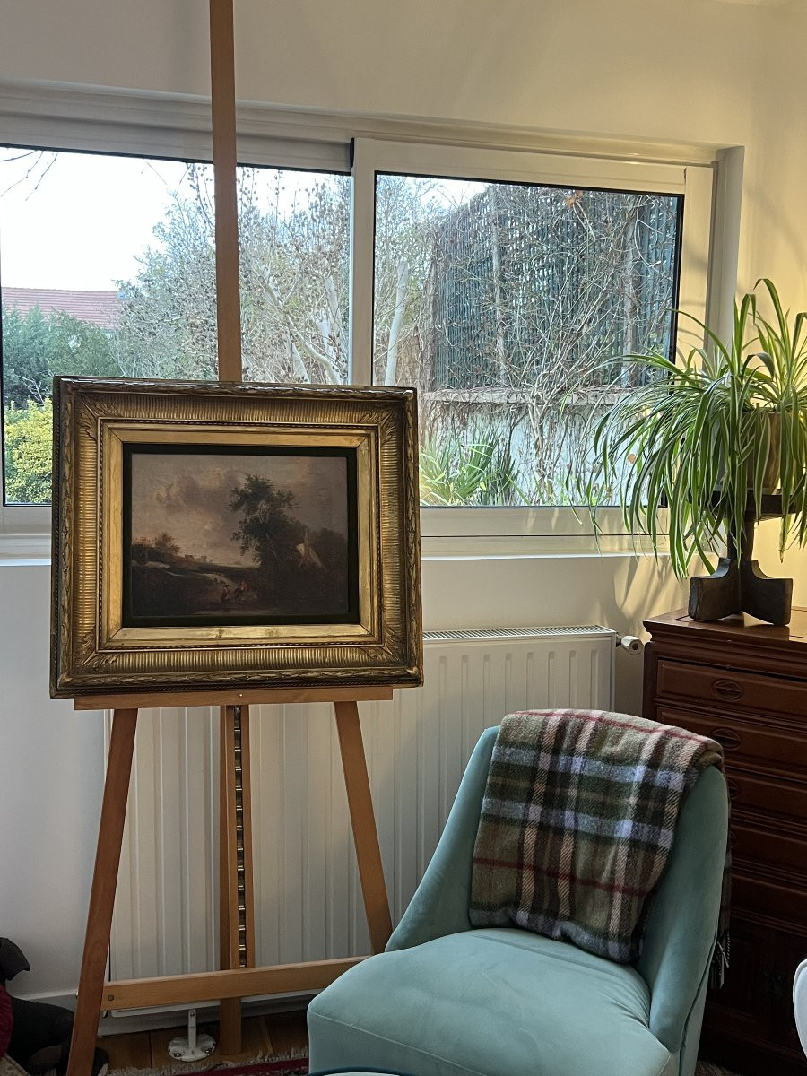 Lively English Pastoral Landscape At The Ford, Constable Circle, Circa 1830-photo-1