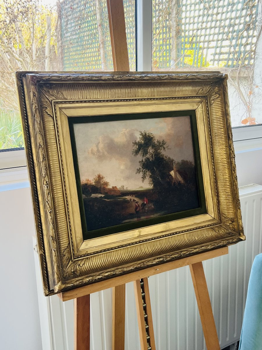 Paysage pastoral anglais animé au gué, cercle de Constable, vers 1830-photo-1