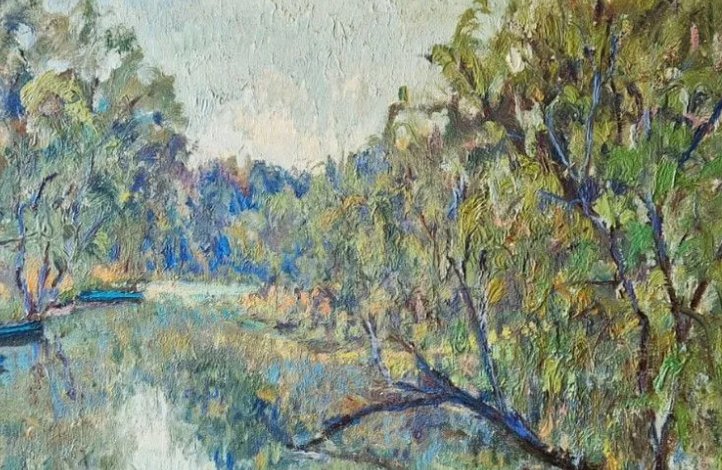 Jean Sieurin - Paysage De Normandie, l'Eure à Pont-de-l'arche, Oil On Canvas Signed, 20th Century-photo-3