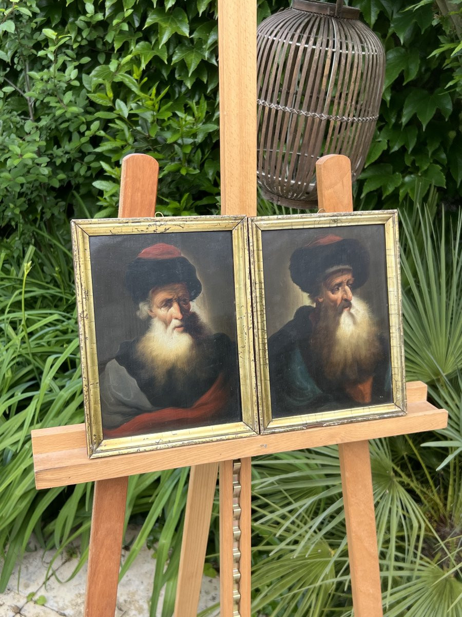 Pair Of Portraits Of Bearded Men, Attributed To Christian Wilhelm Ernst Dietrich, 18th Century-photo-2