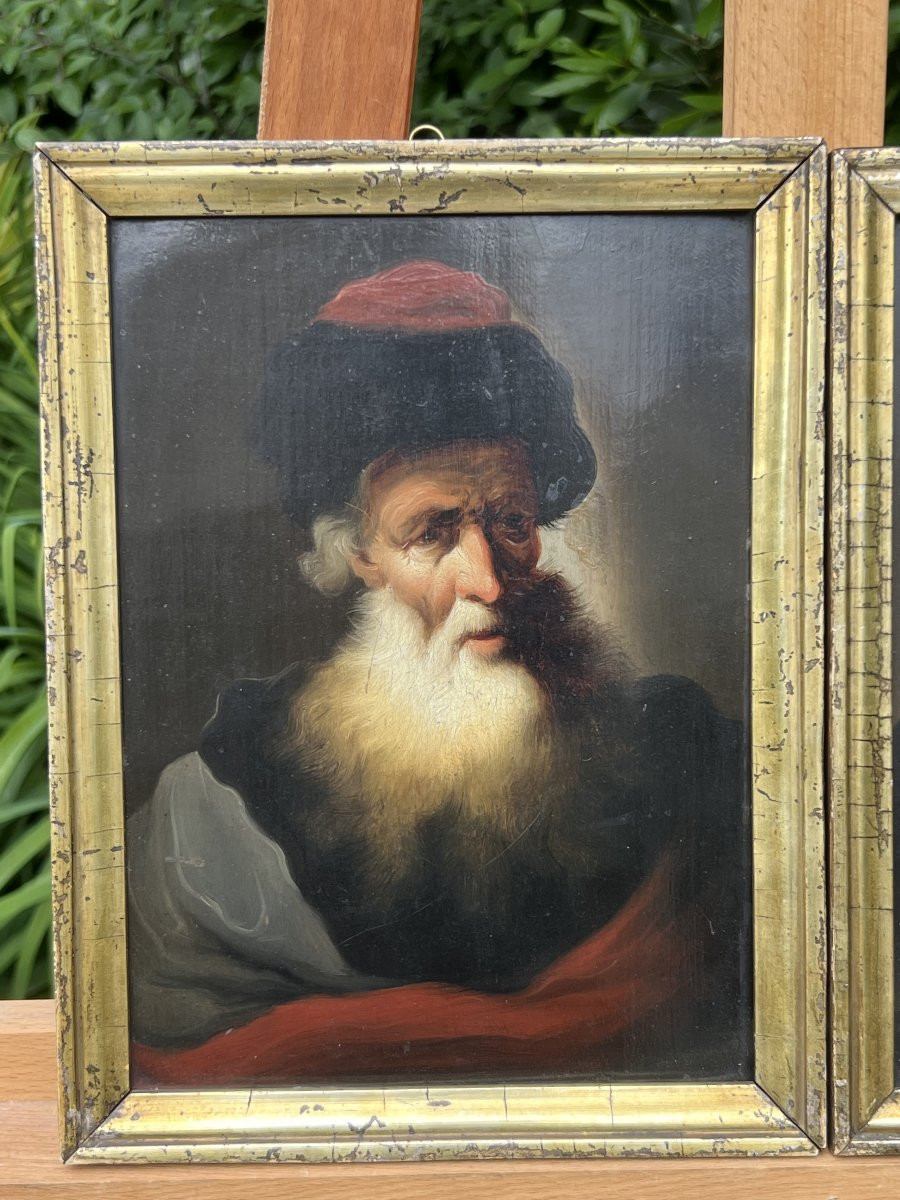 Pair Of Portraits Of Bearded Men, Attributed To Christian Wilhelm Ernst Dietrich, 18th Century-photo-3