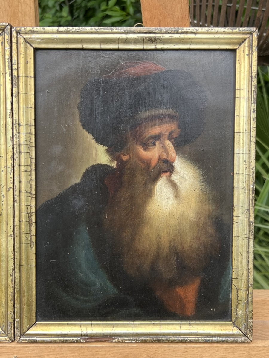 Pair Of Portraits Of Bearded Men, Attributed To Christian Wilhelm Ernst Dietrich, 18th Century-photo-4