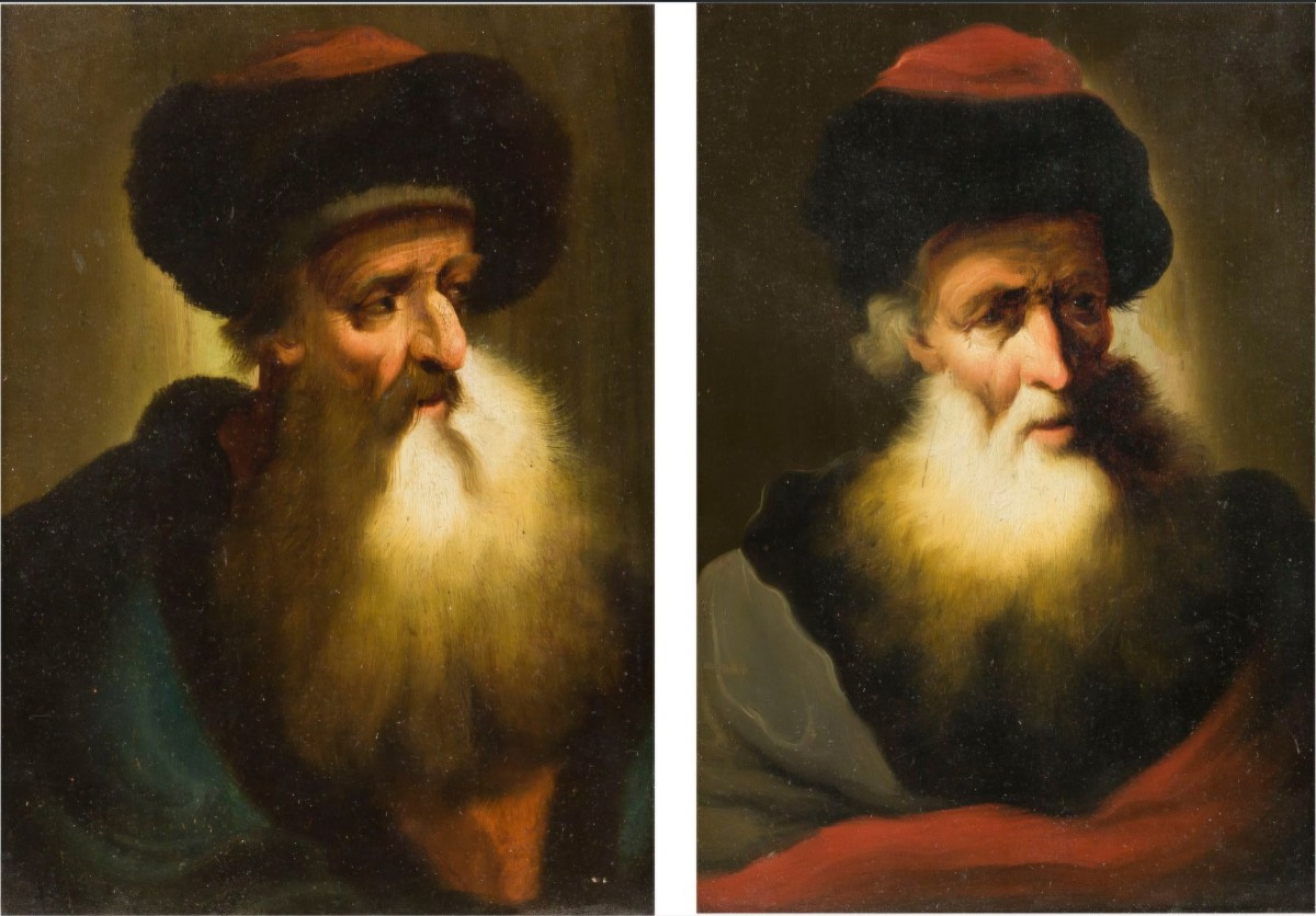 Pair Of Portraits Of Bearded Men, Attributed To Christian Wilhelm Ernst Dietrich, 18th Century