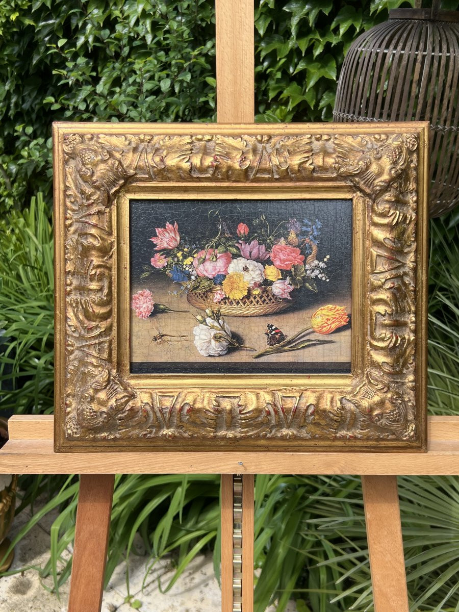 D’après Ambrosius Bosschaert l’Ancien (1573–1621), Nature morte florale aux insectes-photo-3