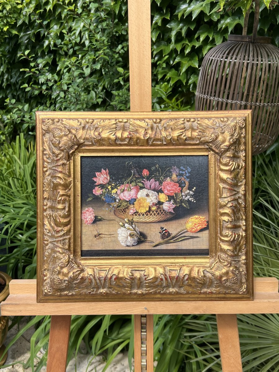 D’après Ambrosius Bosschaert l’Ancien (1573–1621), Nature morte florale aux insectes-photo-4
