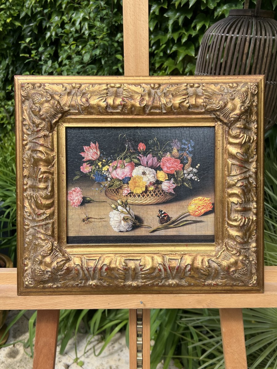 D’après Ambrosius Bosschaert l’Ancien (1573–1621), Nature morte florale aux insectes-photo-1