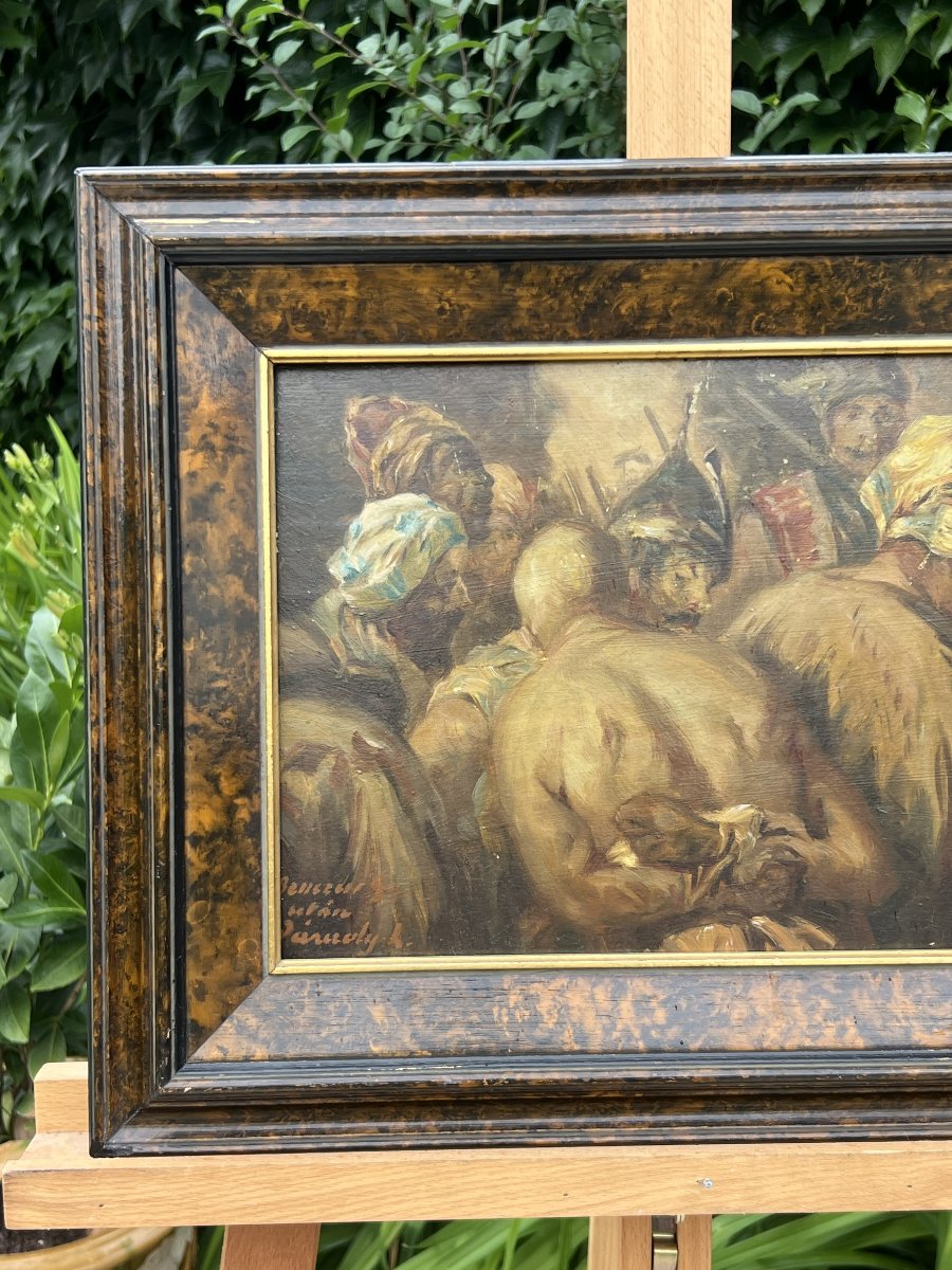 Le Marché aux esclaves, École orientaliste vers 1900, dans le goût d’Eugène Delacroix-photo-3