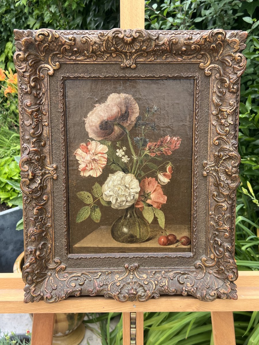 Bouquet de fleurs, école hollandaise du XVIIIe siècle, entourage de Simon Pieter Verelst-photo-1