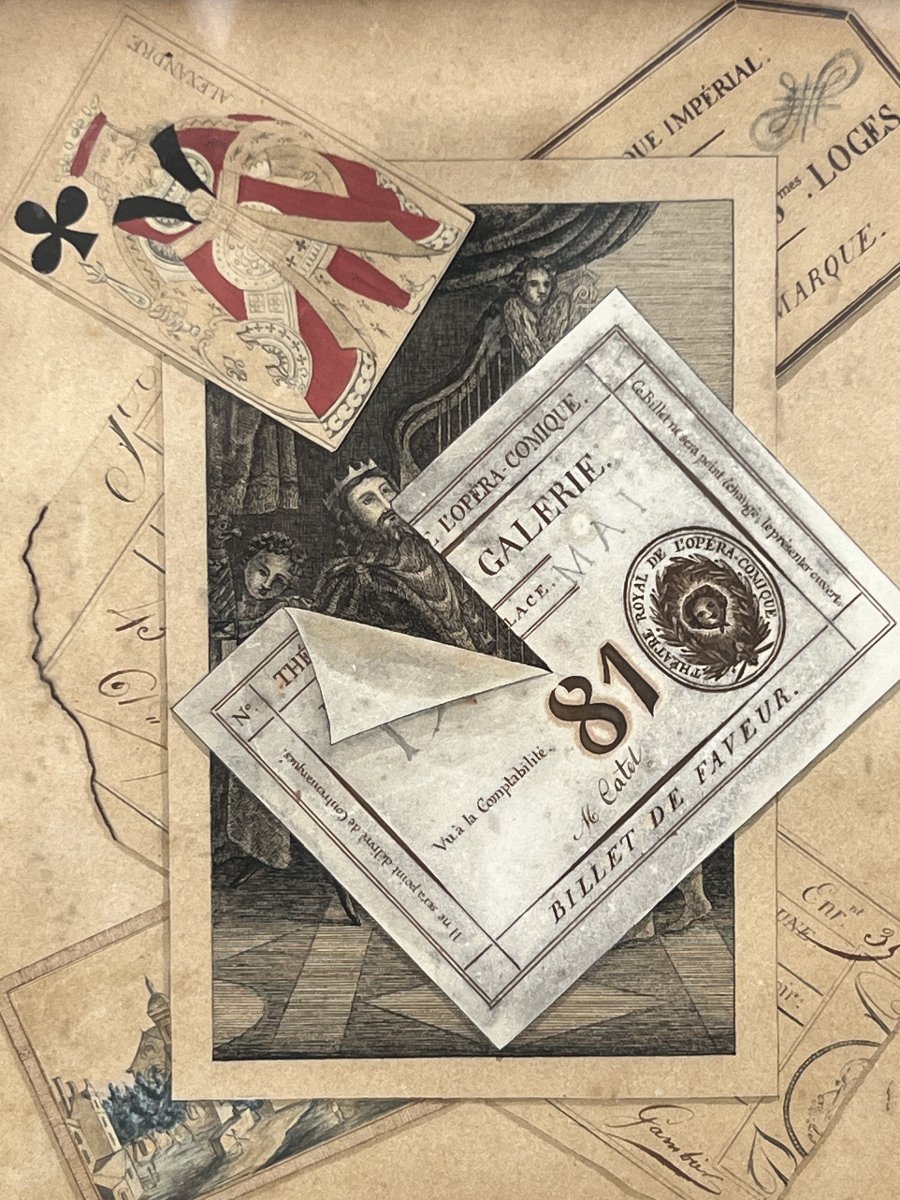 Trompe-l’œil Featuring Banknotes, Engravings, And Playing Cards, By Antoine-germain Bevalet-photo-4
