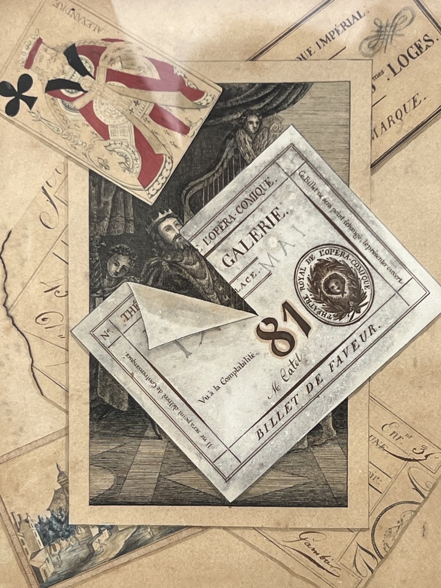 Trompe-l’œil Featuring Banknotes, Engravings, And Playing Cards, By Antoine-germain Bevalet-photo-1