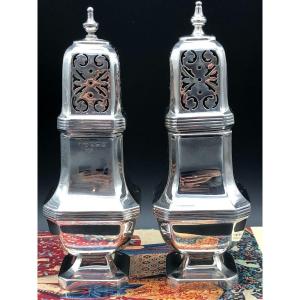 Pair Of Shakers, Sterling Silver, England 1911