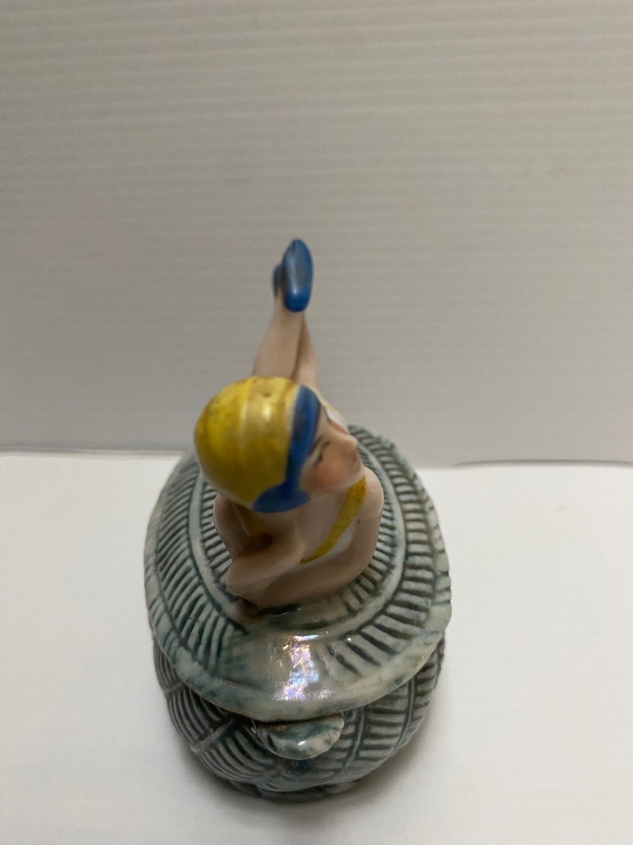 Coffret Baigneuse En Porcelaine émaillée 1900-photo-2