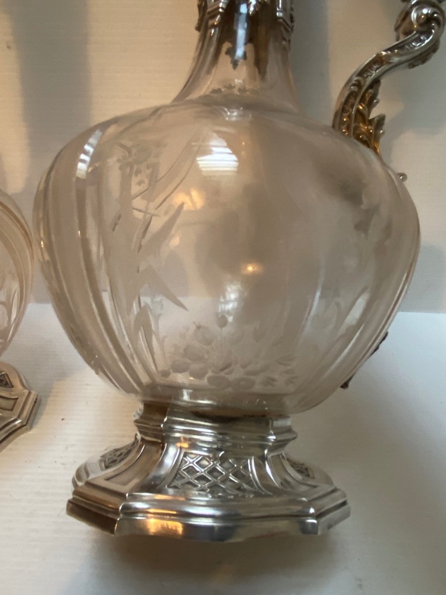 Pair Of Sterling Silver And Crystal Ewers 1880-photo-7
