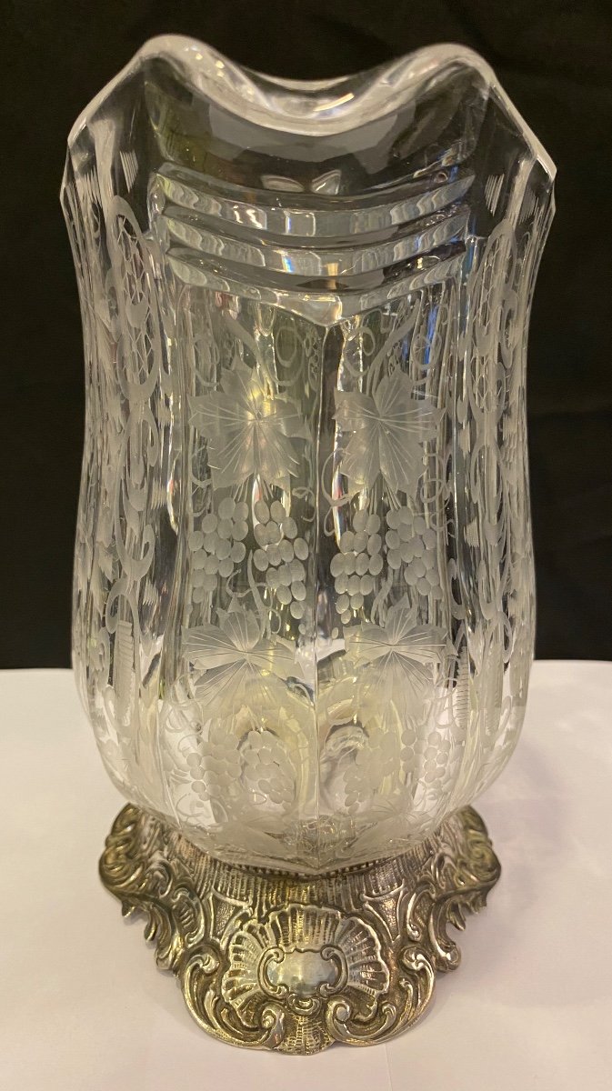 Important Crystal And Sterling Silver Pitcher-photo-2