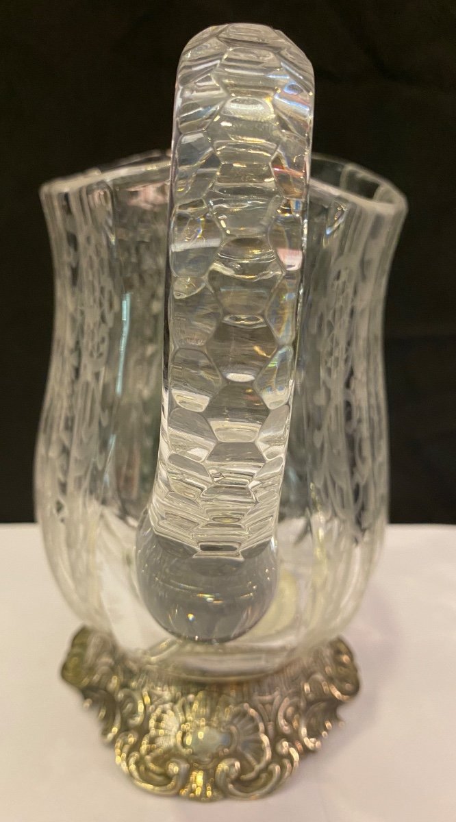 Important Crystal And Sterling Silver Pitcher-photo-3