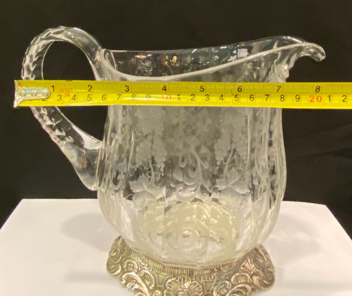 Important Crystal And Sterling Silver Pitcher-photo-6