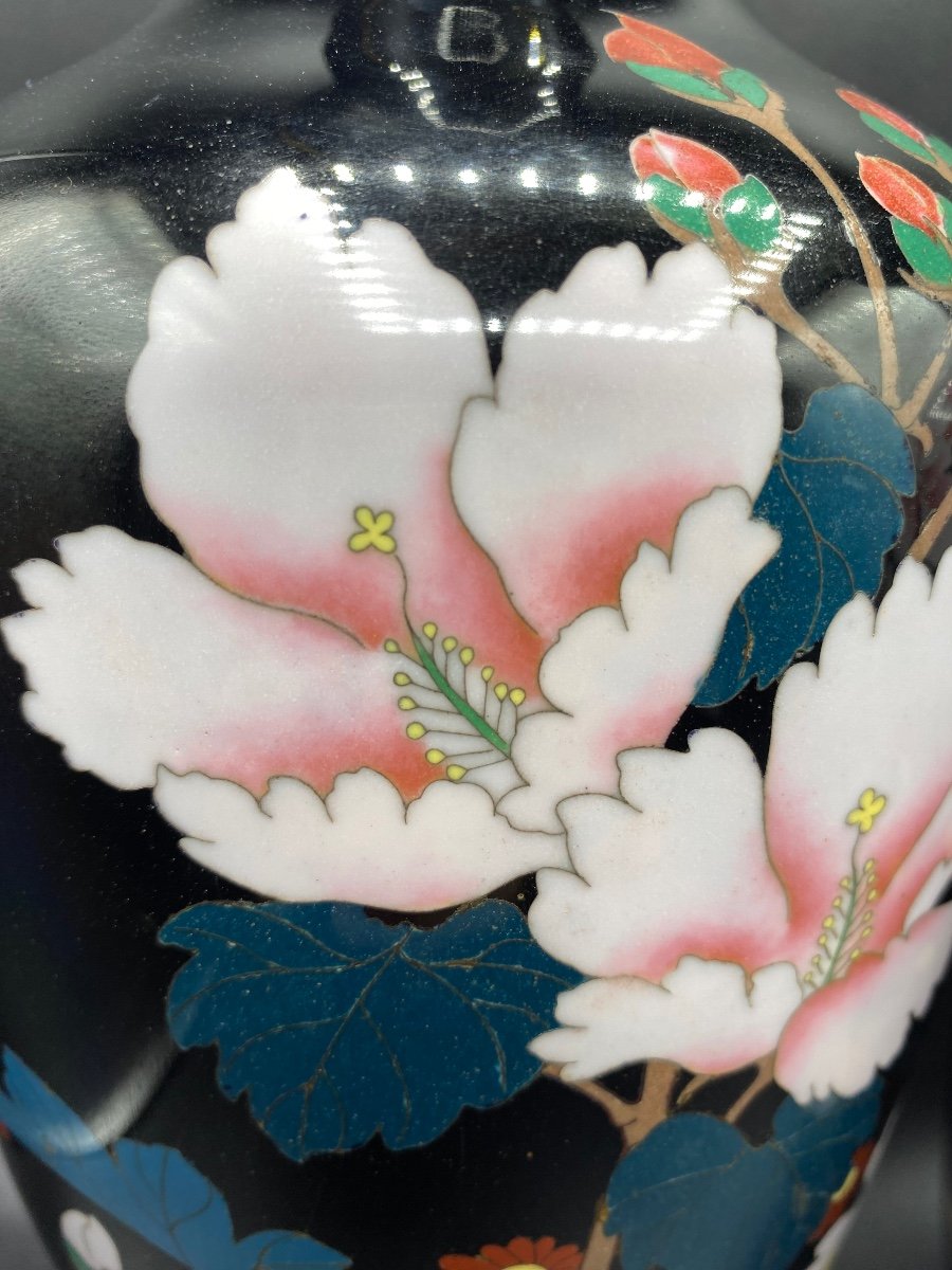 Pair Of Japanese Cloisonne Vases 1900-photo-2