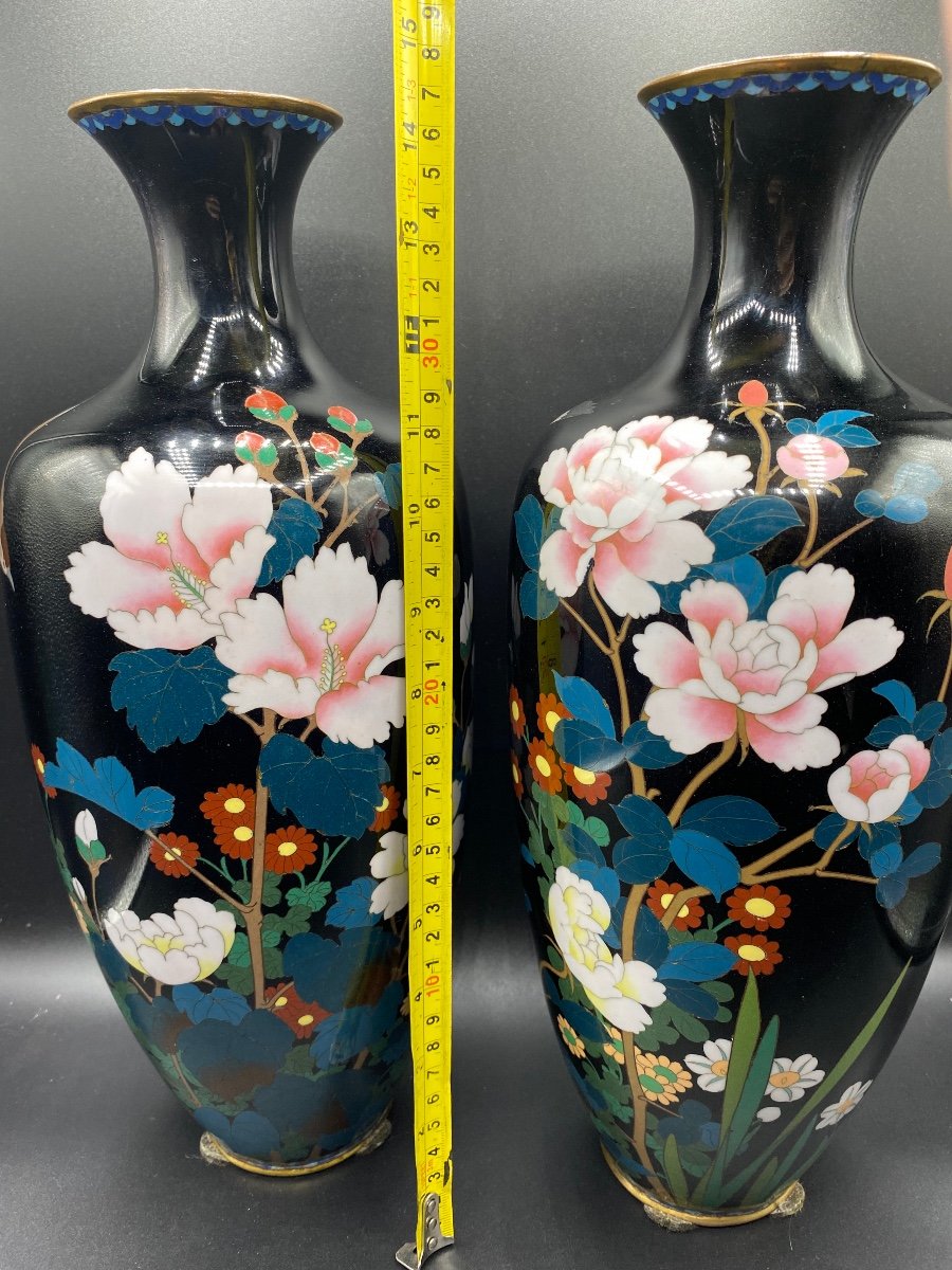 Pair Of Japanese Cloisonne Vases 1900-photo-8