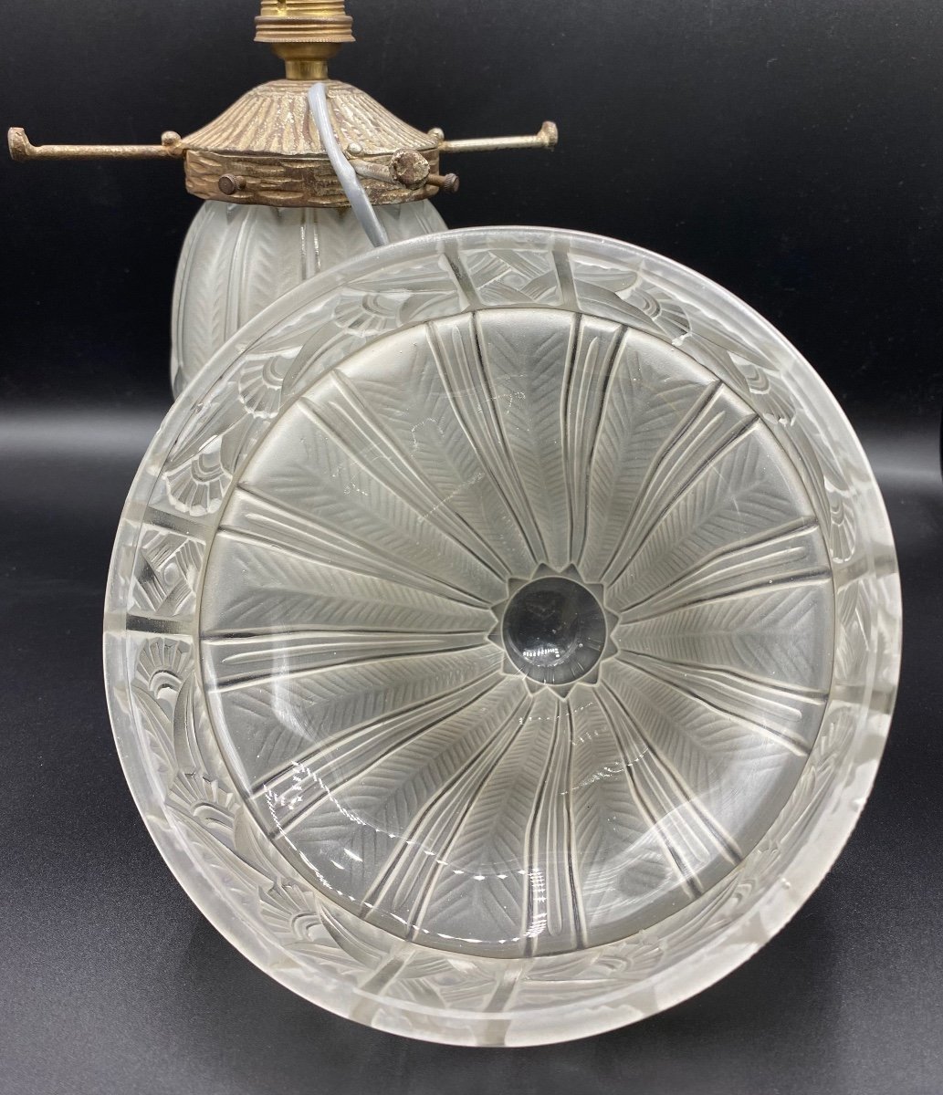 Auxiliary Lamp In Blown Glass Molded By Lorrain Nancy France (daum) 1925-photo-3