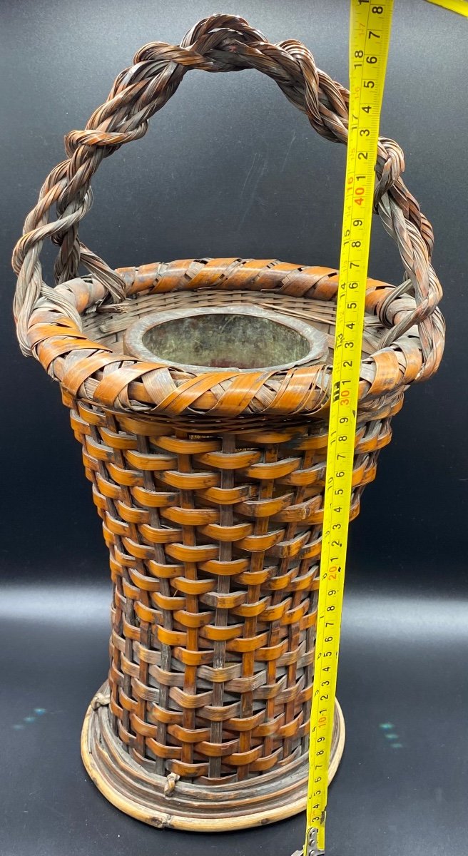 Japanese Woven Bamboo Ikebana Art Basket-photo-7