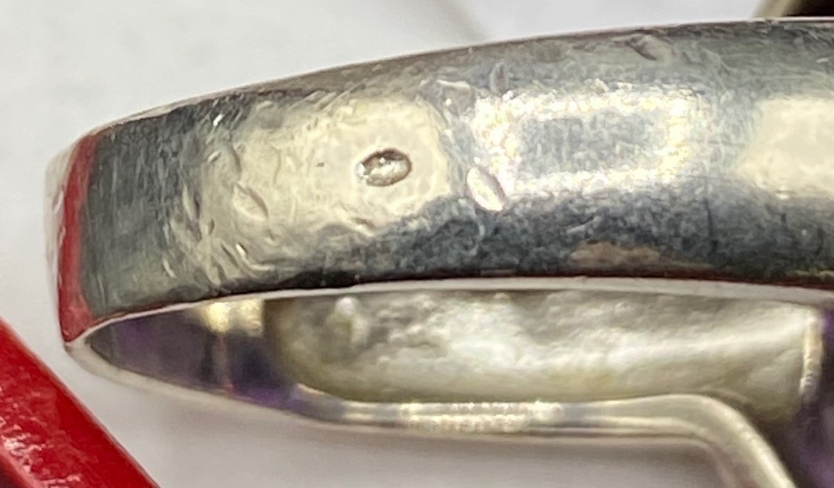 Grosse Bague Argent Massif Et Améthyste 1930-photo-3