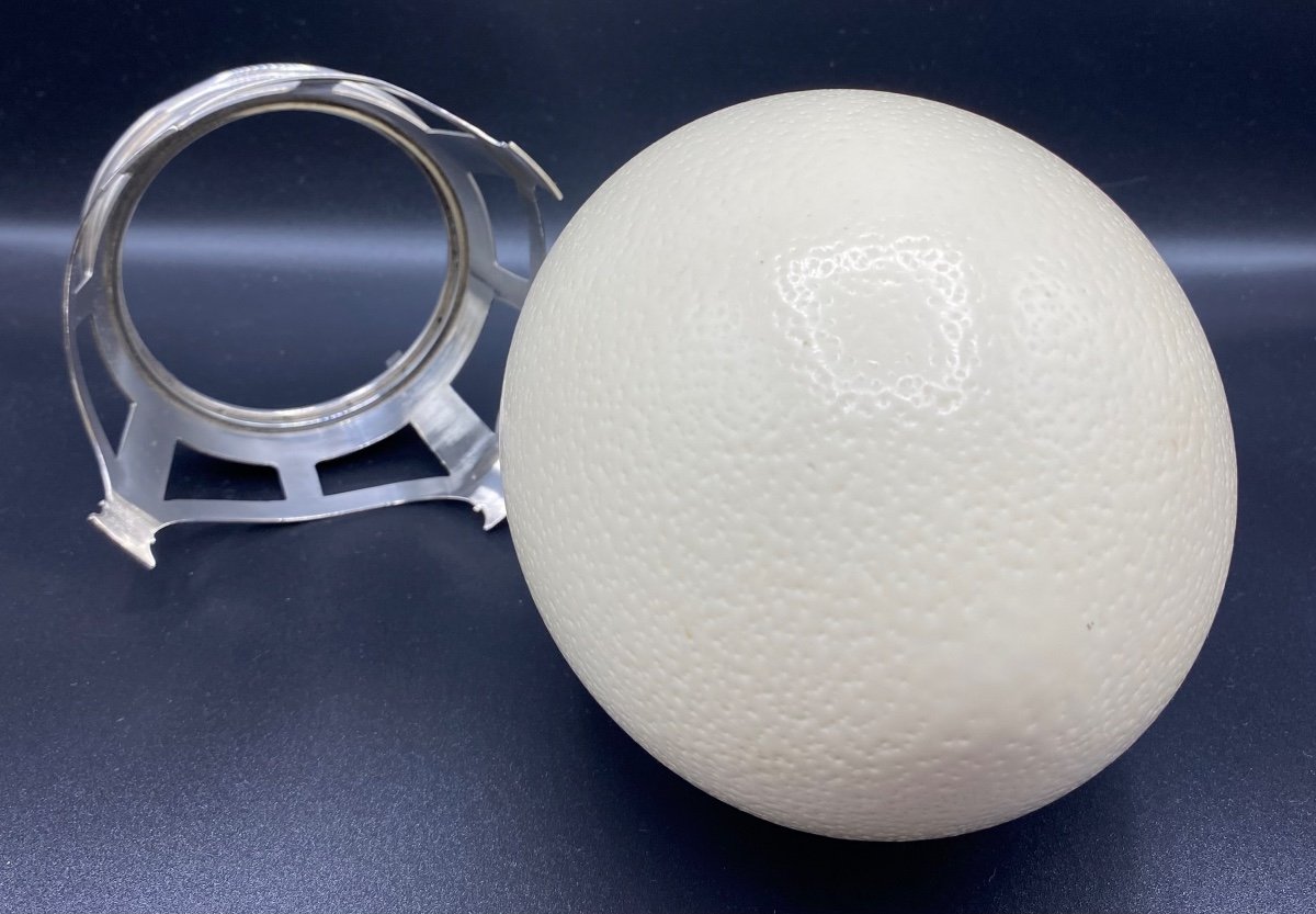 Ostrich Egg In Sterling Silver Hat On Foot 1930-photo-3