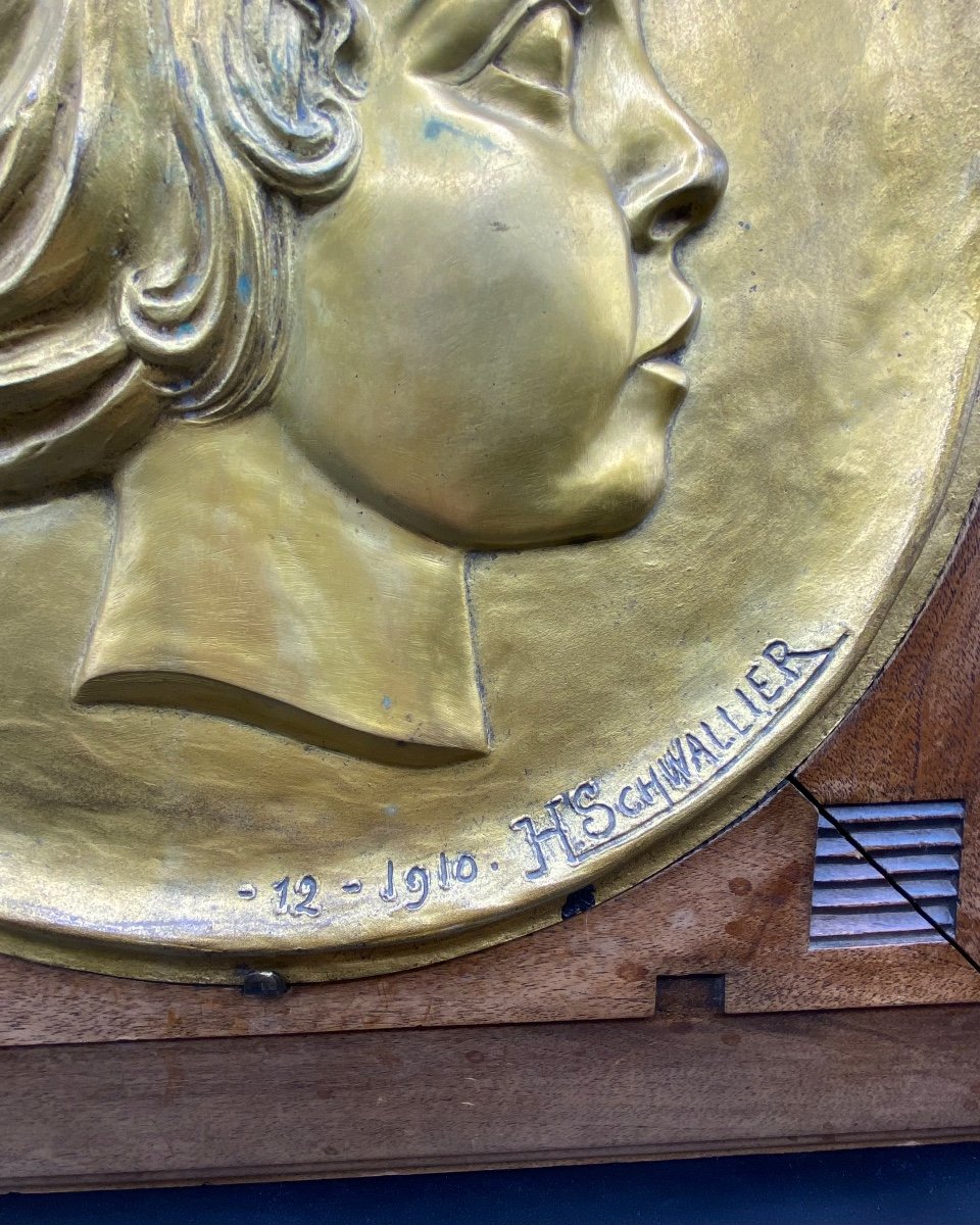 Gilt Bronze Plaque By H. Schwallier 1910-photo-2