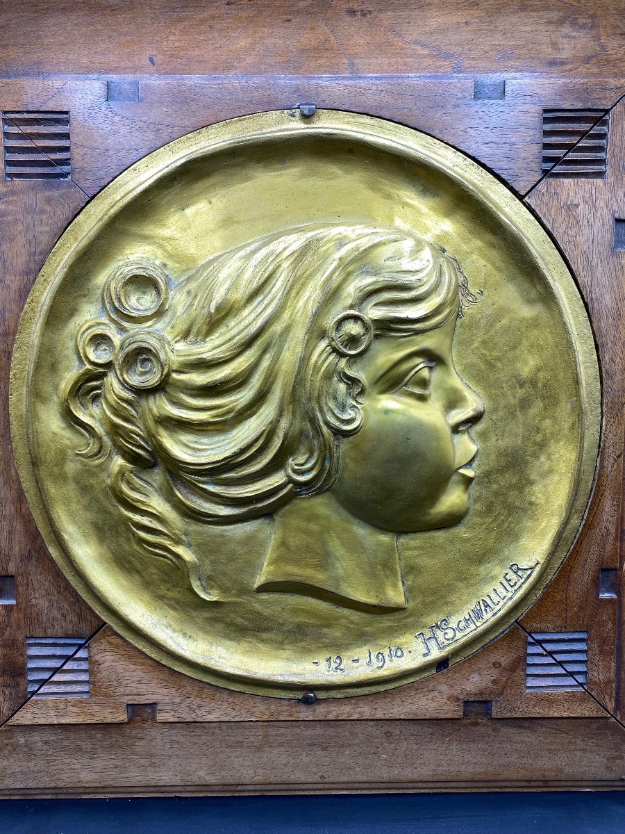 Gilt Bronze Plaque By H. Schwallier 1910-photo-5