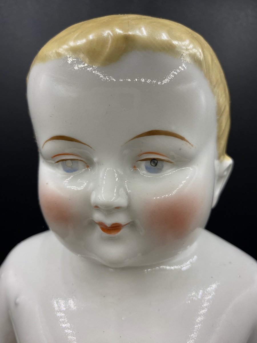 Bébé En Porcelaine émaillée Peinte Vers 1920-photo-1