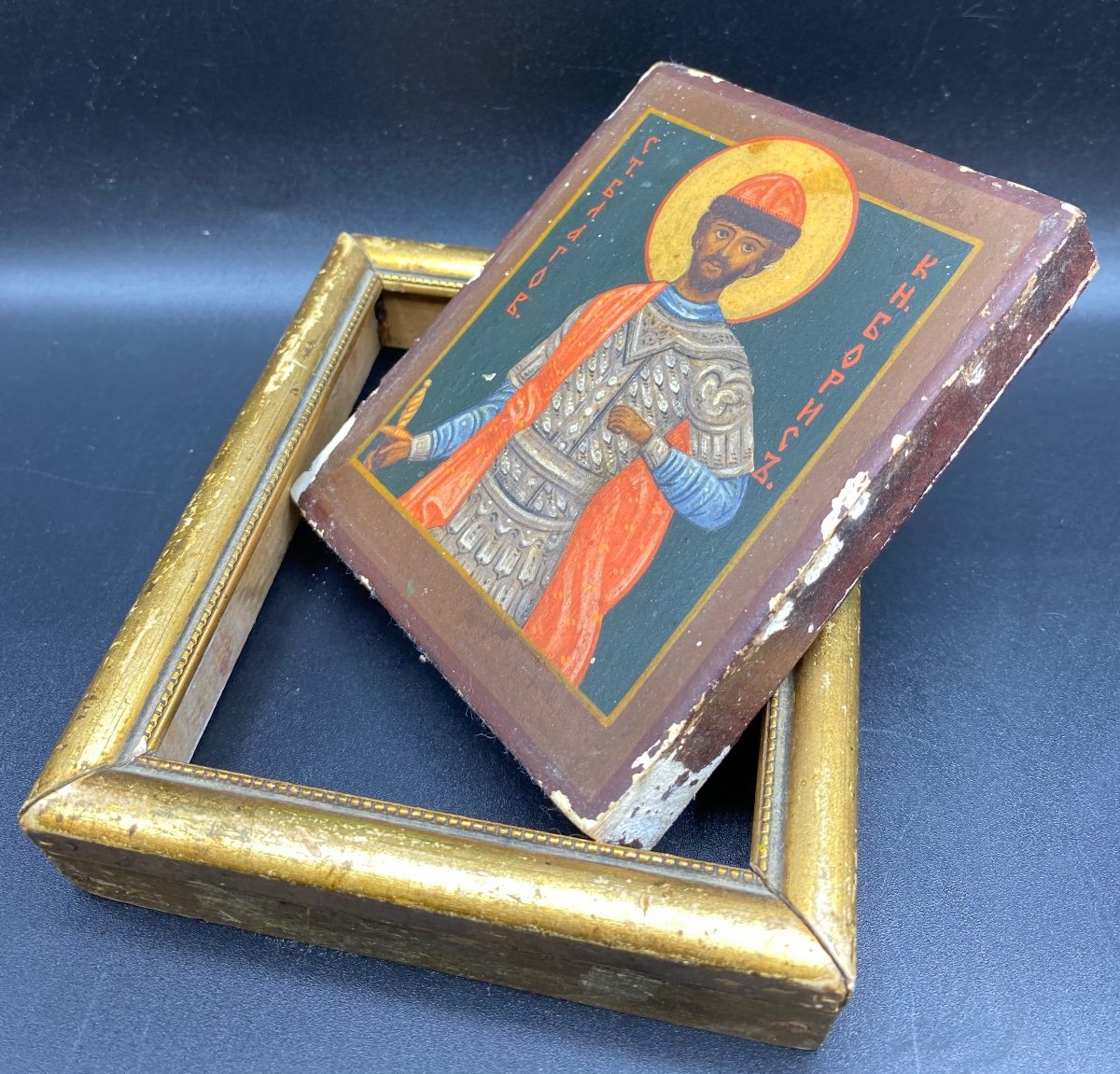 Small Greek Icon Painted On Wood Eighteenth-photo-2
