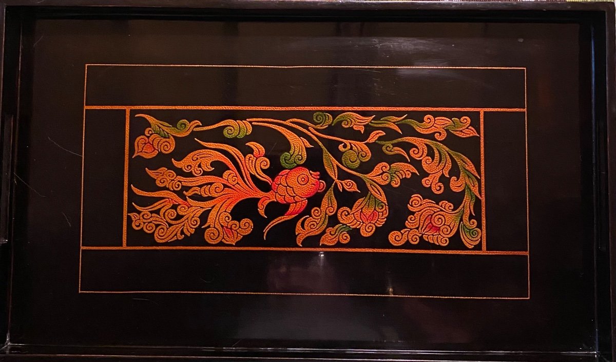 Enameled Lacquered Wood Tray From Japan Circa 1930-photo-2