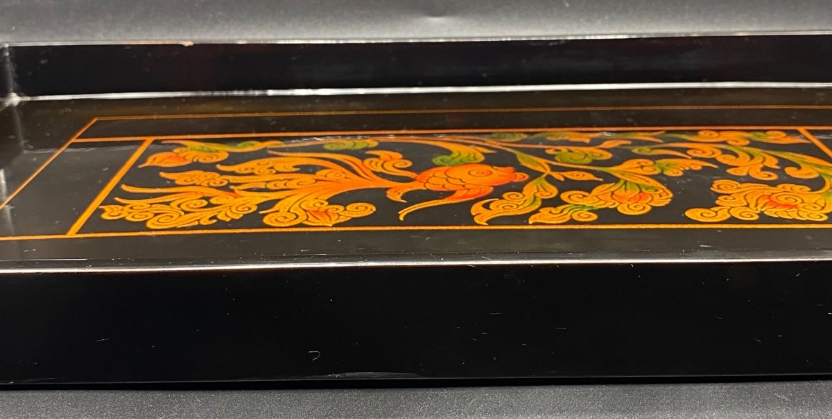 Enameled Lacquered Wood Tray From Japan Circa 1930-photo-1