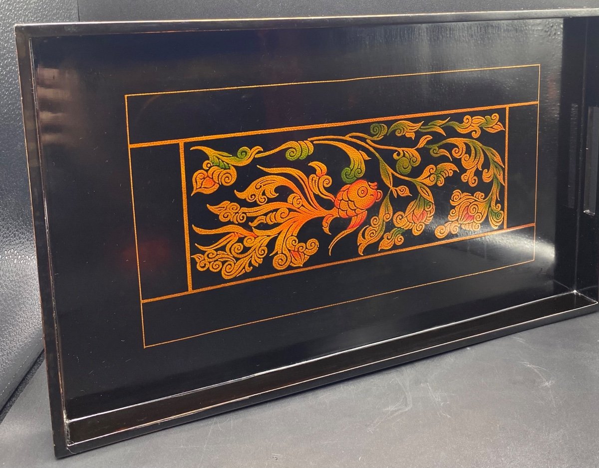 Enameled Lacquered Wood Tray From Japan Circa 1930