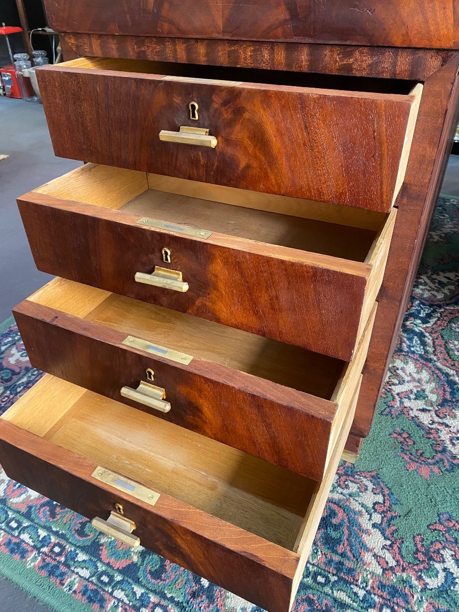 Art Deco Double Desk In Oak Flamed Mahogany Veneer-photo-1