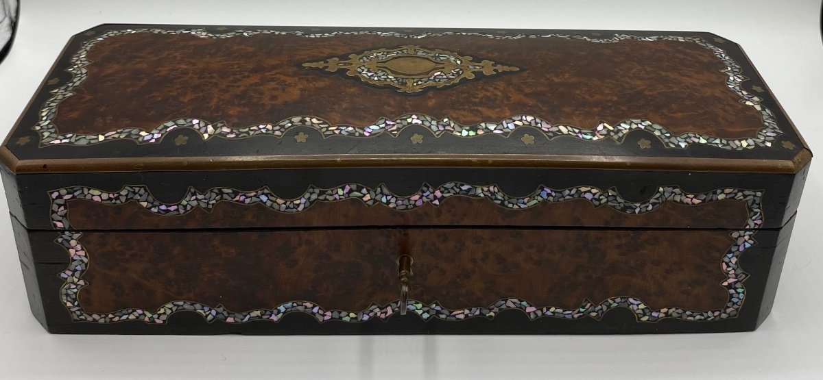 Mahogany Glove Box Inlaid With Mother Of Pearl And Other Nineteenth