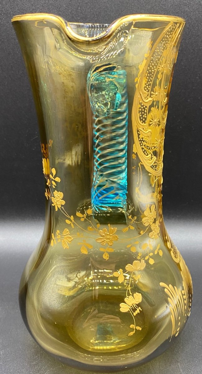 Cruche En Cristal De Saint Louis Bi Couleurs émaillée à L’or Vers 1900-photo-4