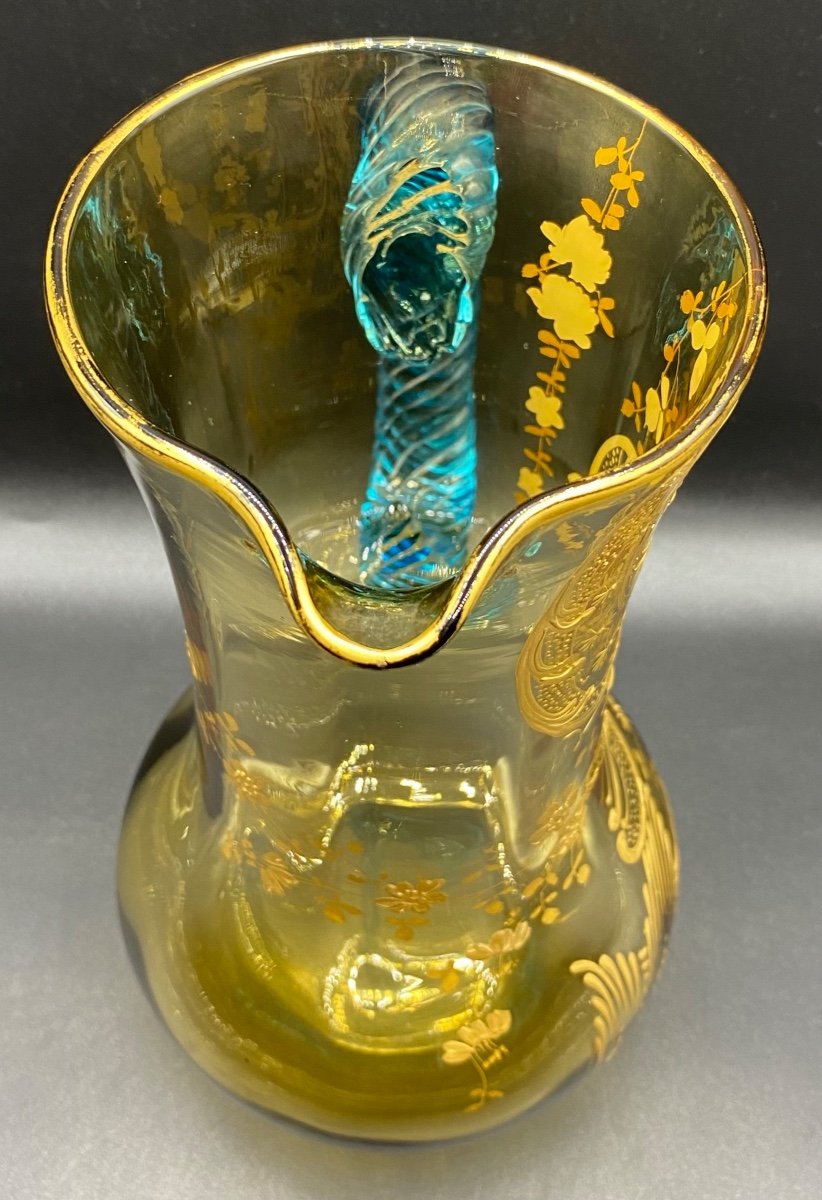 Cruche En Cristal De Saint Louis Bi Couleurs émaillée à L’or Vers 1900-photo-3