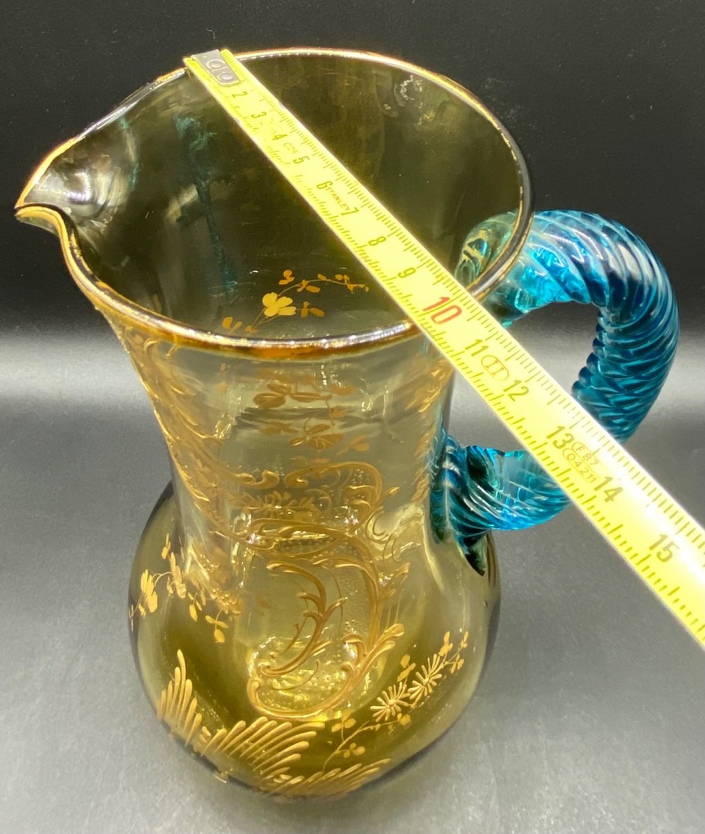 Cruche En Cristal De Saint Louis Bi Couleurs émaillée à L’or Vers 1900-photo-6