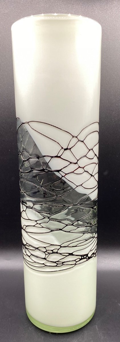 Murano Vase From The 1940s/50s In Glass 3 Layers And One In Application-photo-2