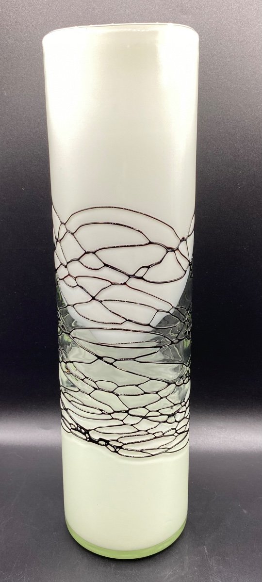 Murano Vase From The 1940s/50s In Glass 3 Layers And One In Application-photo-3
