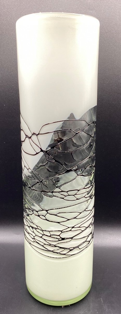 Murano Vase From The 1940s/50s In Glass 3 Layers And One In Application-photo-4