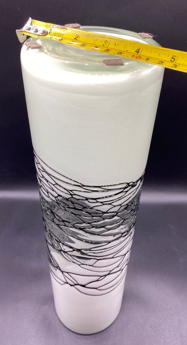 Murano Vase From The 1940s/50s In Glass 3 Layers And One In Application-photo-6