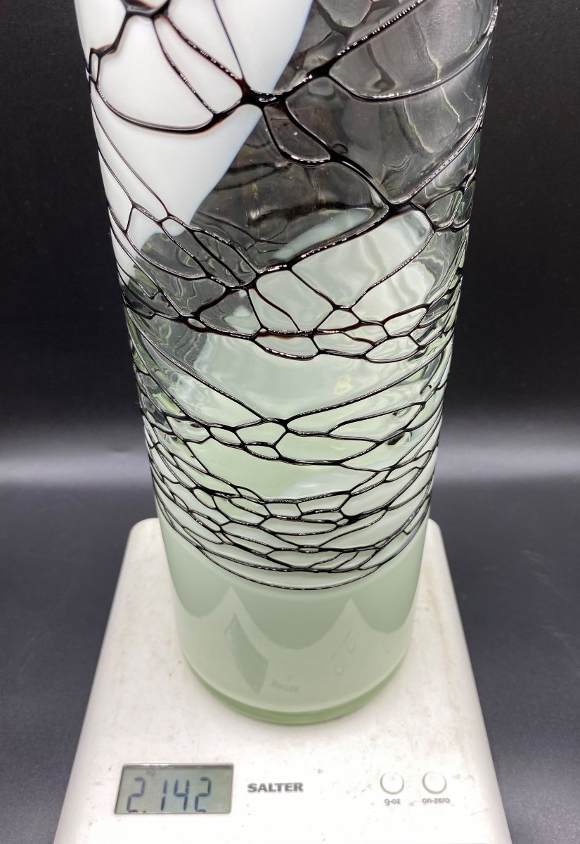 Murano Vase From The 1940s/50s In Glass 3 Layers And One In Application-photo-8