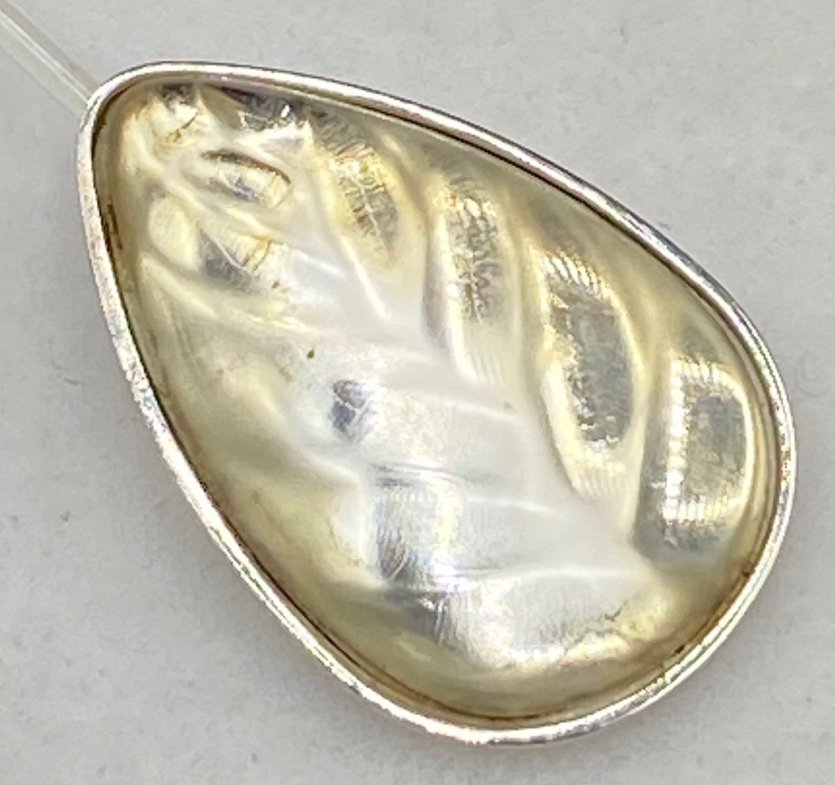 Pendentif Argent Massif Verre Soufflé Moulé Et Résine Lalique Vers 1980/90-photo-1