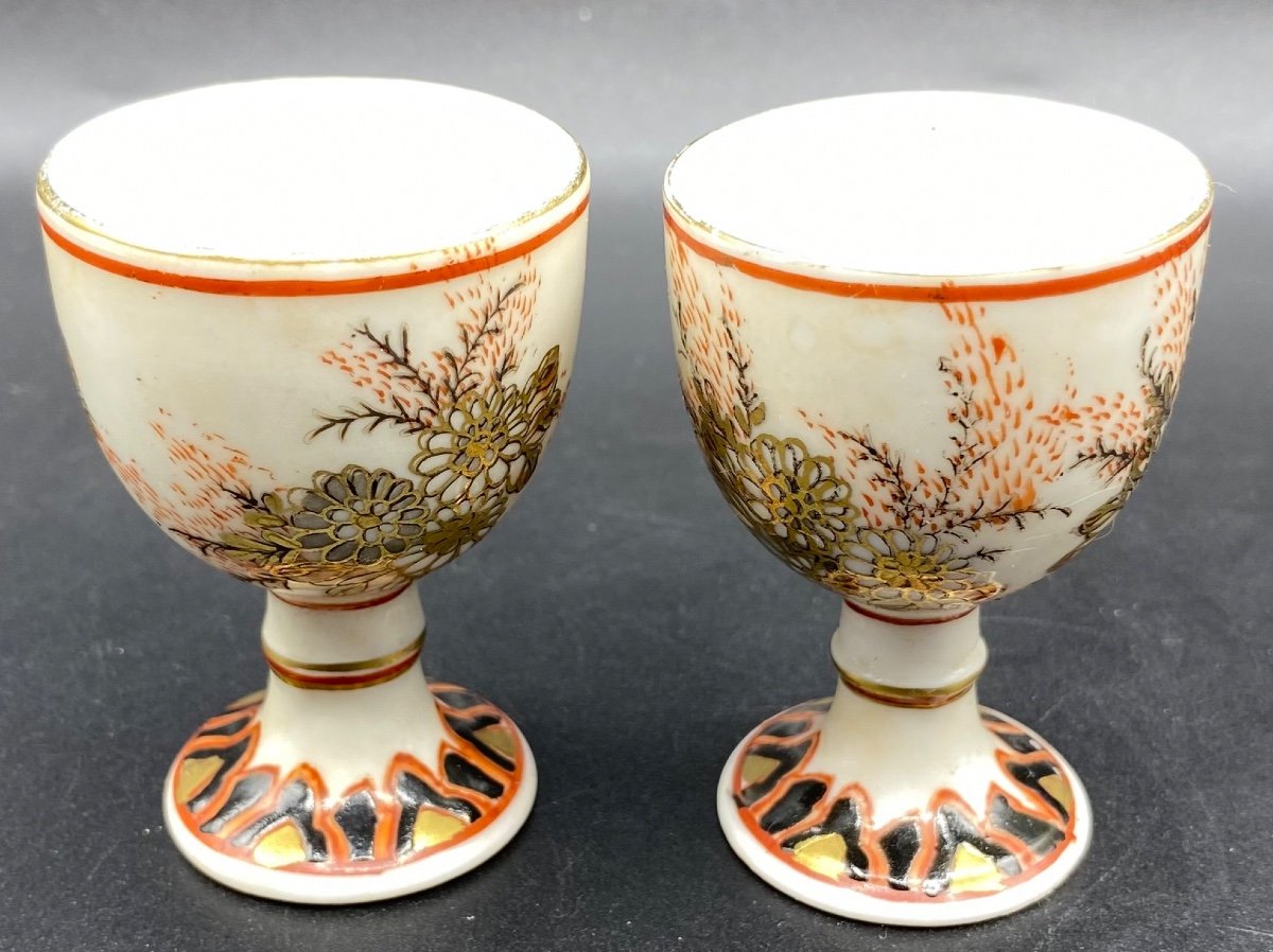Pair Of Canton Porcelain Egg Cups Satsuma - Japon Circa 1900-photo-2