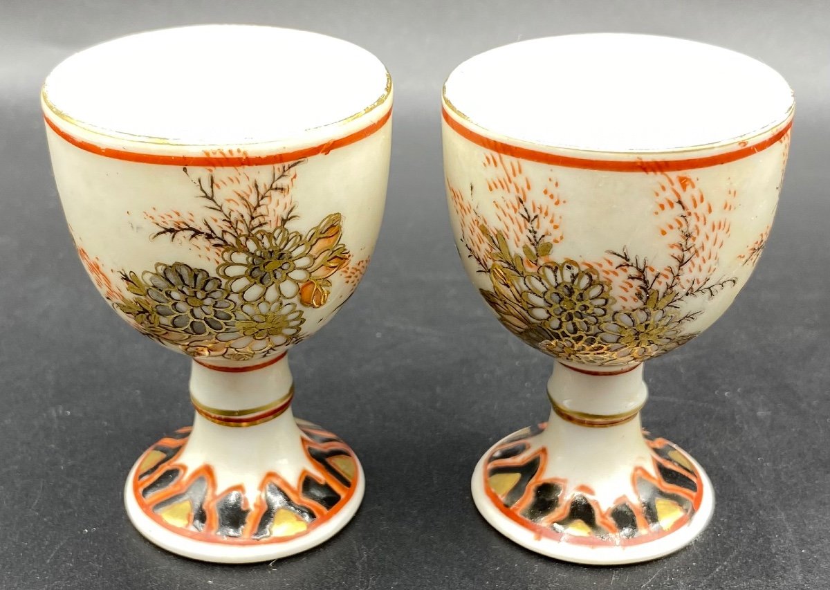 Pair Of Canton Porcelain Egg Cups Satsuma - Japon Circa 1900-photo-3