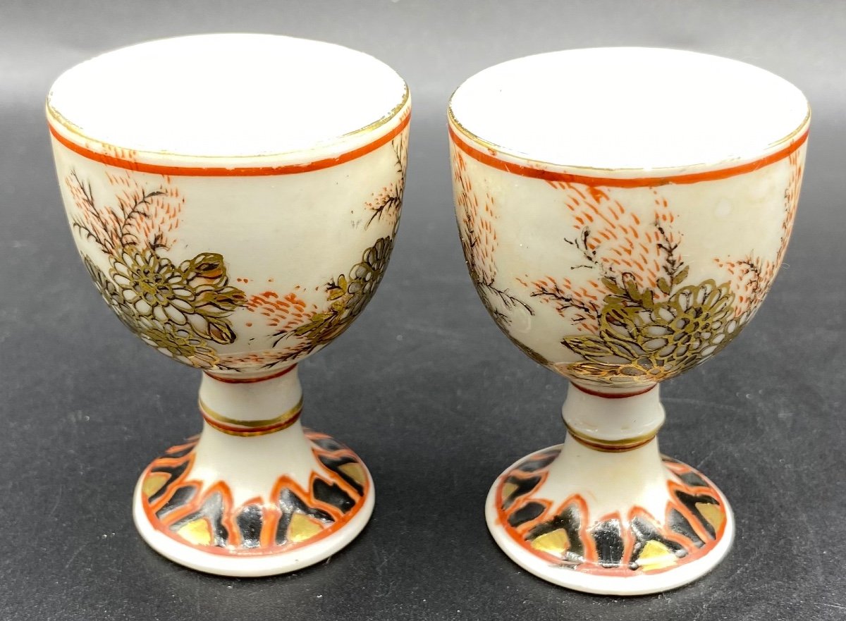 Pair Of Canton Porcelain Egg Cups Satsuma - Japon Circa 1900-photo-4